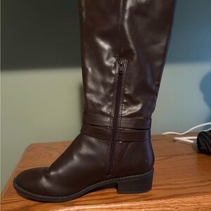 Elegant Brown Leather Knee-High Boots